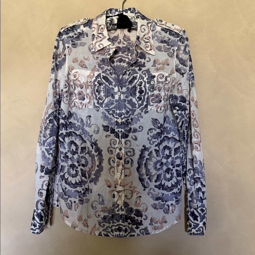 Tory Burch Cotton Button Up Blouse Top size 6 - Picture 2 of 7